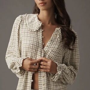 Kiera Long Sleeve Plaid Blouse | Moss